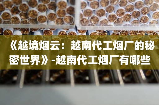 《越境烟云：越南代工烟厂的秘密世界》-越南代工烟厂有哪些
